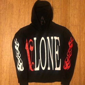 Vlone x palm angels red hoodie